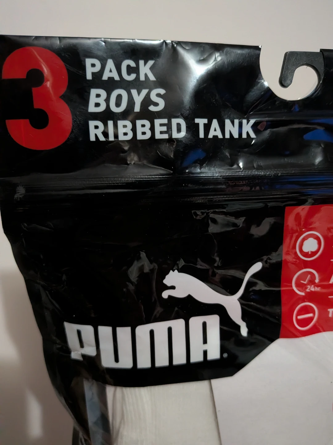 Puma 2 Pack BOYS Ribbed Tank Tops - White - Size S/P - photo 2