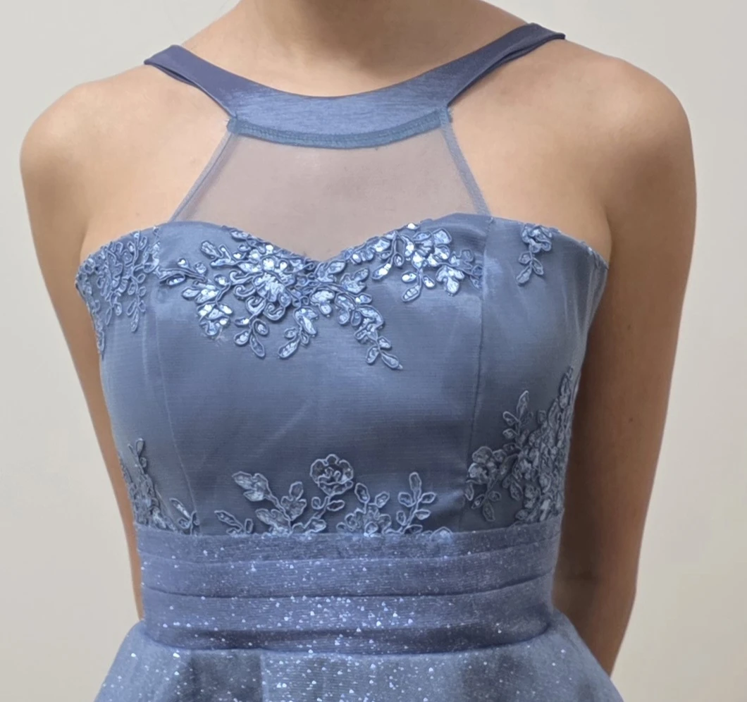 Blue Sparkly Halter Neck Party Dress - photo 3