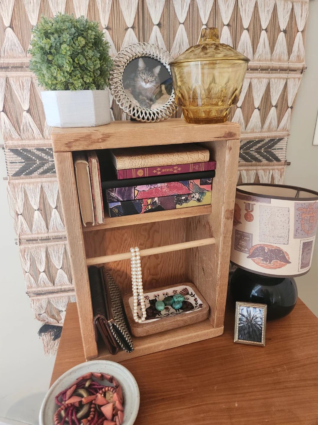 Wooden Two-Shelf Storage Unit with Dowel Rod - photo 2