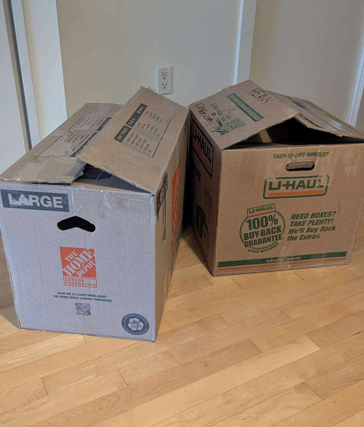 Two used moving boxes