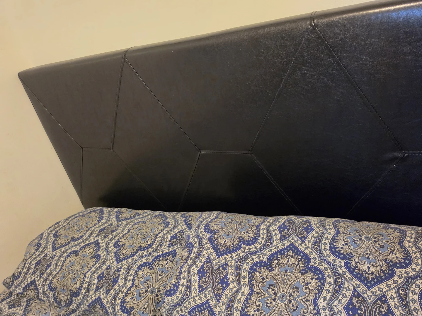 Black Faux Leather Platform Bed Frame - photo 3