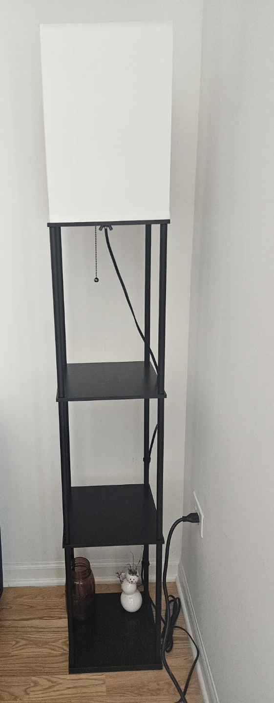 Black Shelf Floor Lamp with White Shade