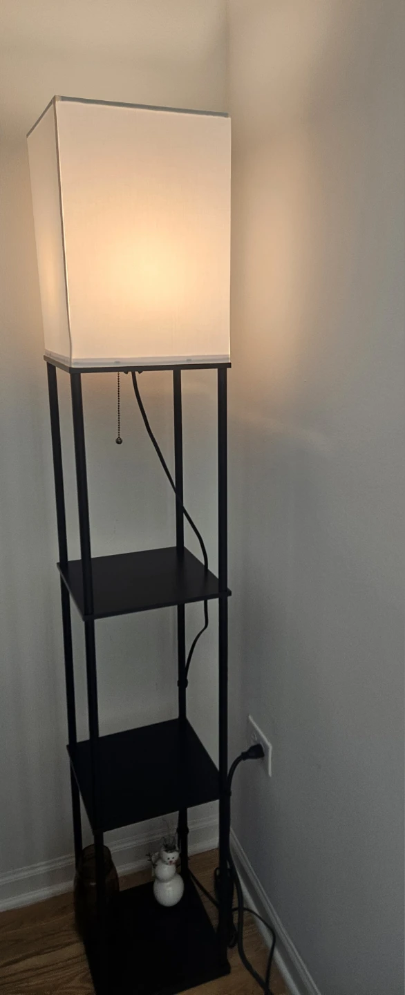 Black Shelf Floor Lamp with White Shade - photo 2