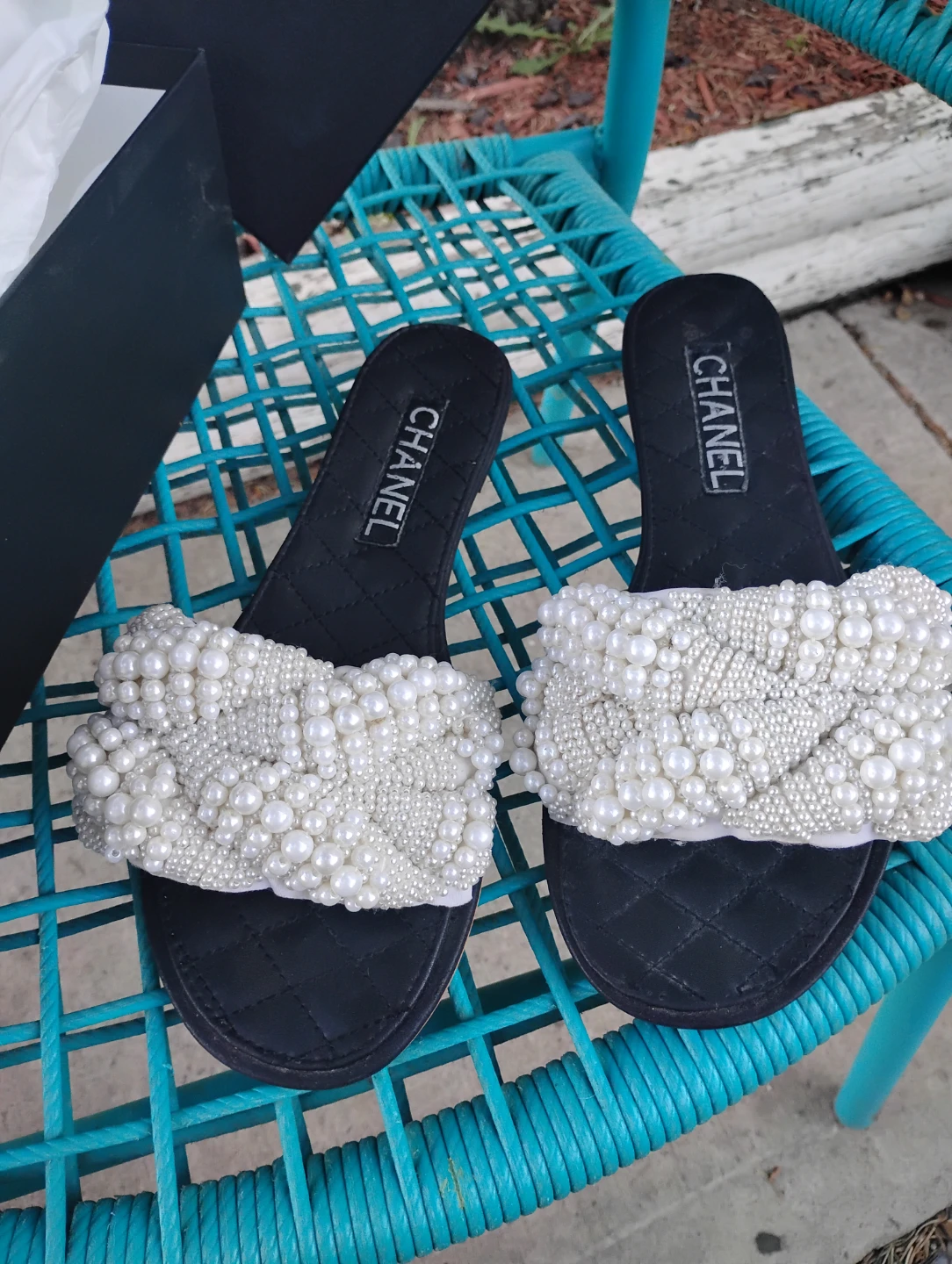 Chanel Pearl Embellished Slides - Size 41 - photo 2