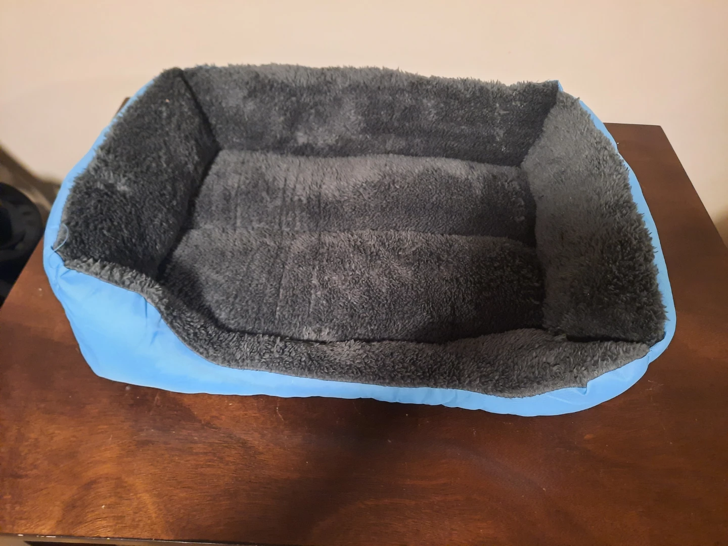 Blue Pet Bed with Paw Print Design - photo 2