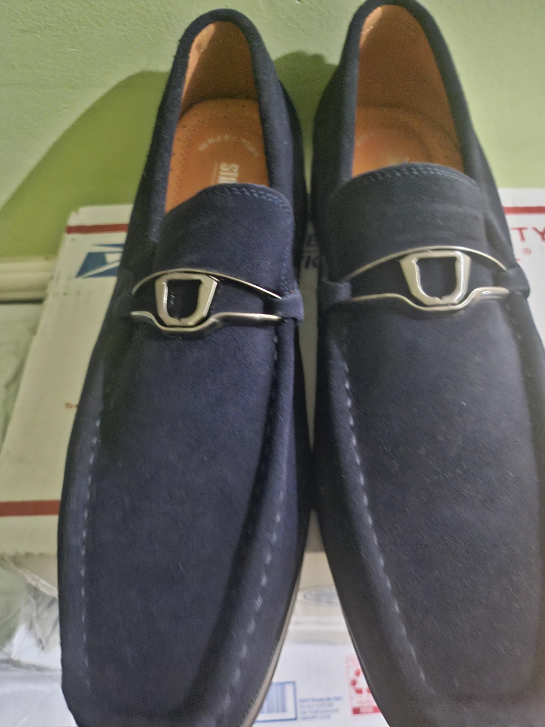 Stacy Adams Navy Suede Loafers - Size 11