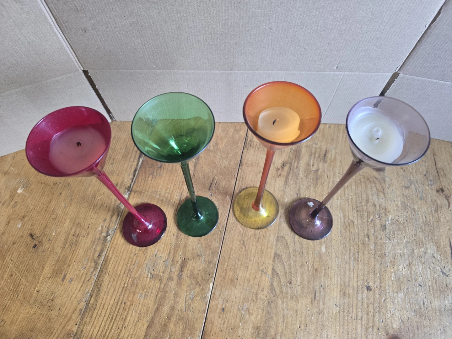 Set of 4 Coloured Glass Candle Holders - photo 2