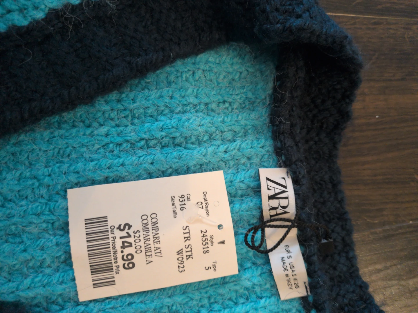 ZARA Knit Vest - Teal/Navy - Size S - photo 3