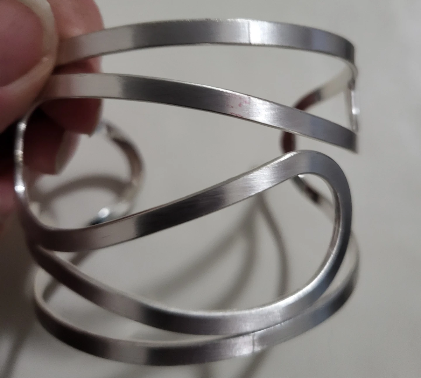 Silver Tone Abstract Cuff Bracelet