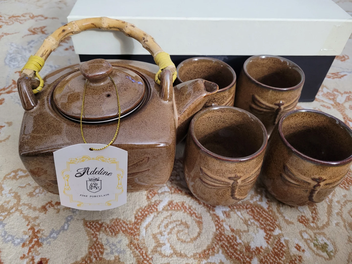 Adeline Fine Porcelain Teapot and Cups Set