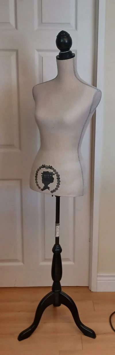Fabric Dress Form Mannequin with Wooden Base