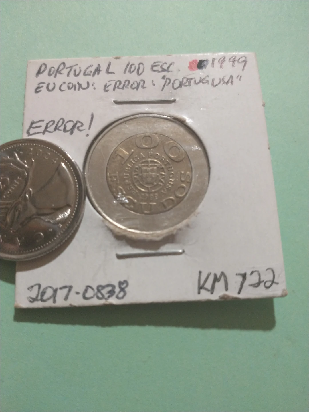 1999 Portugal 100 escudo bimetal error coin KM#722 'portugusa' - photo 5