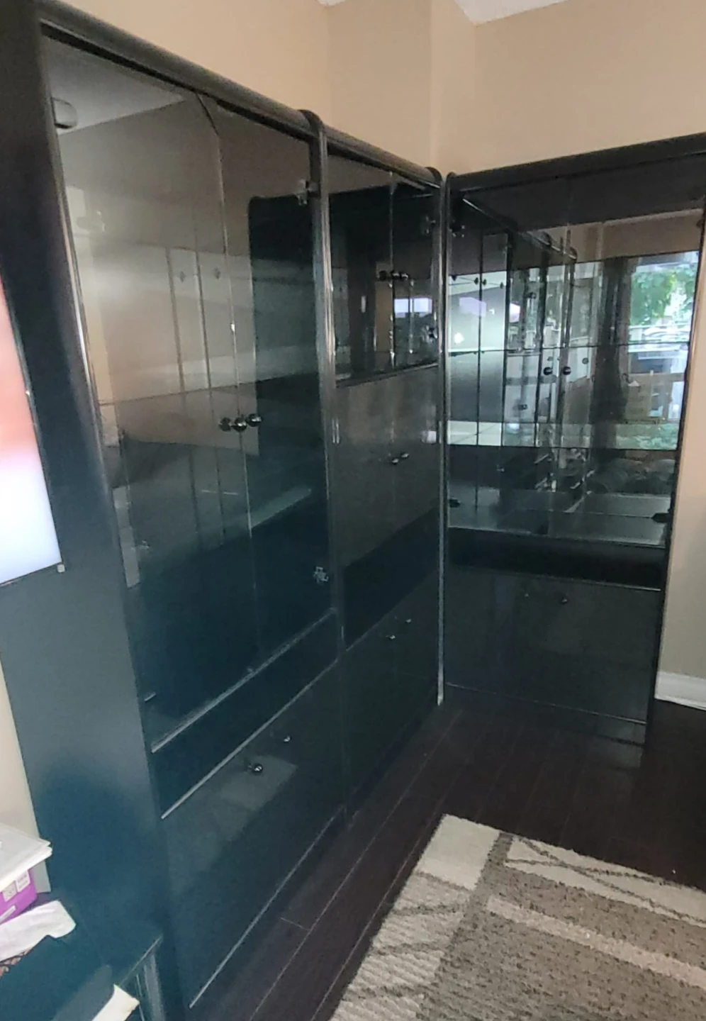 Black Display Cabinet with Glass Doors