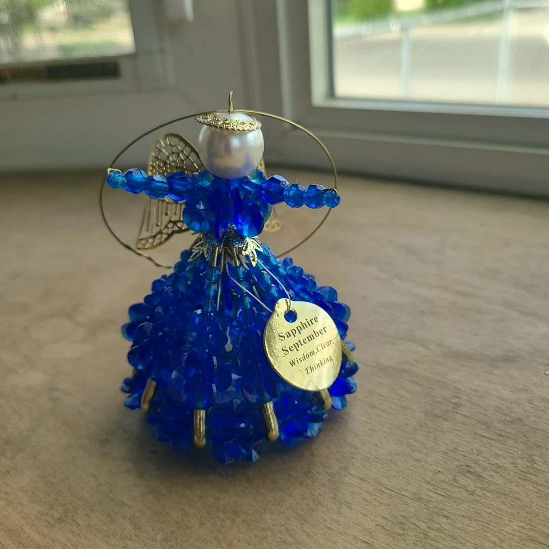 Beaded Angel Ornament - Sapphire September