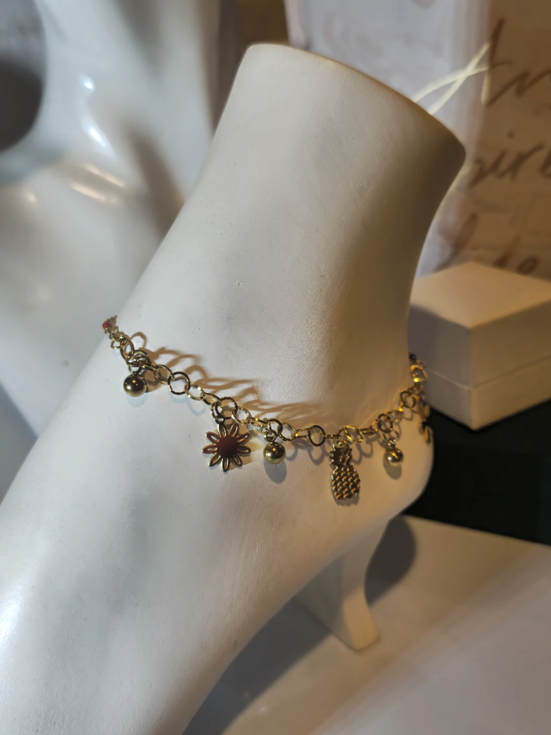 Gold-tone Anklet with Charms