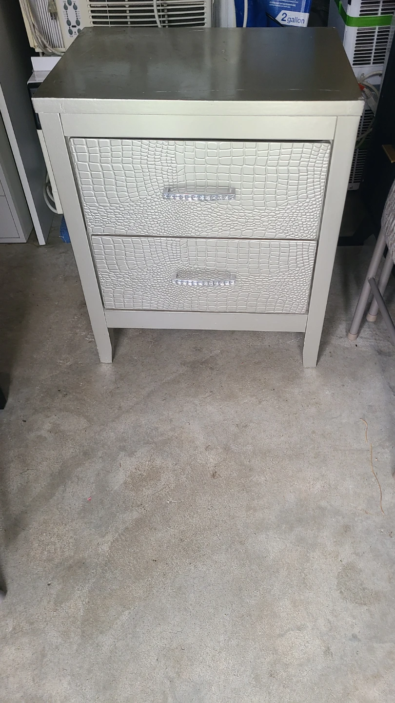 2-Drawer Nightstand with Textured Faux Crocodile Finish