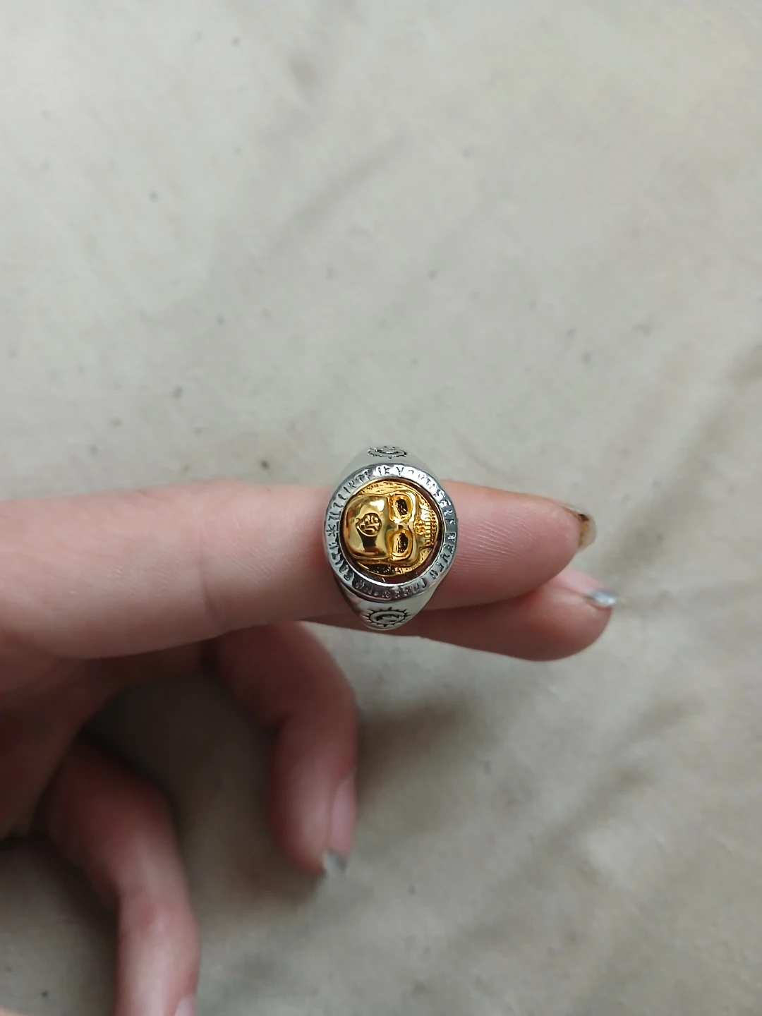 18K Gold Plated 925 Silver Skull Punk Ring