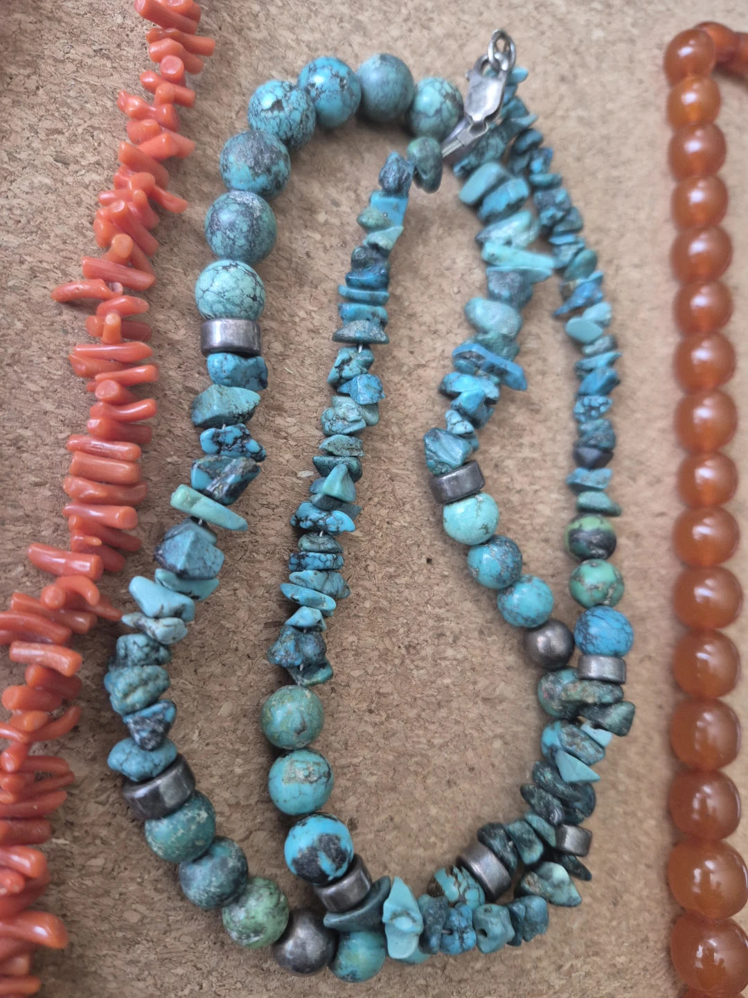Vintage coral turquoise and amber necklaces - photo 5