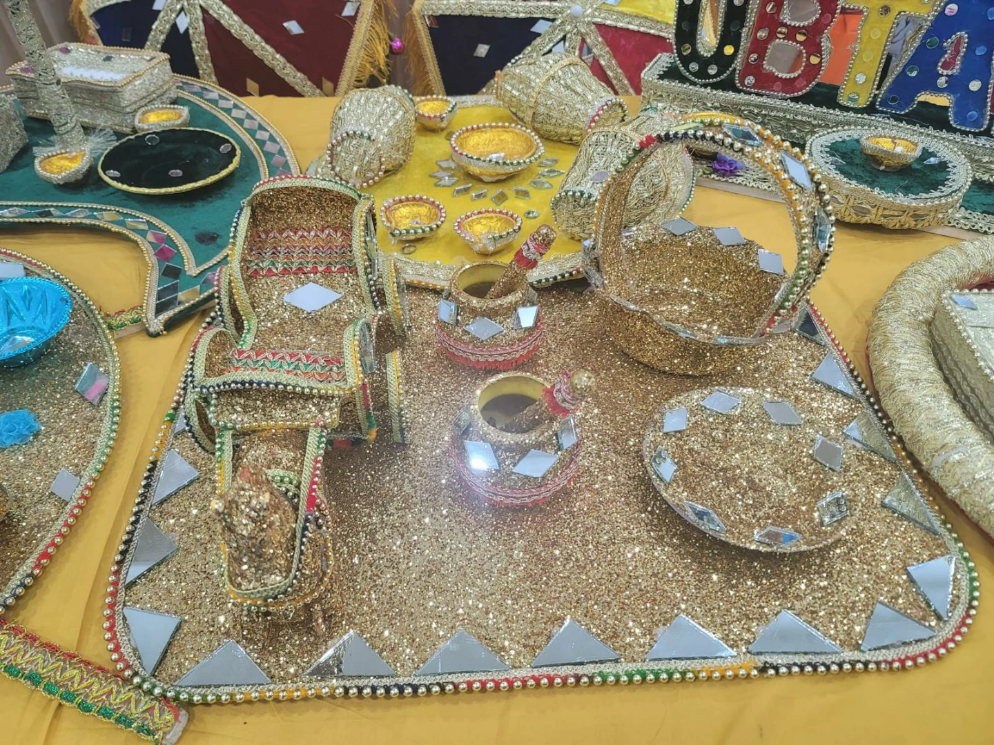 Decorative Tray Set with Bowls and Basket