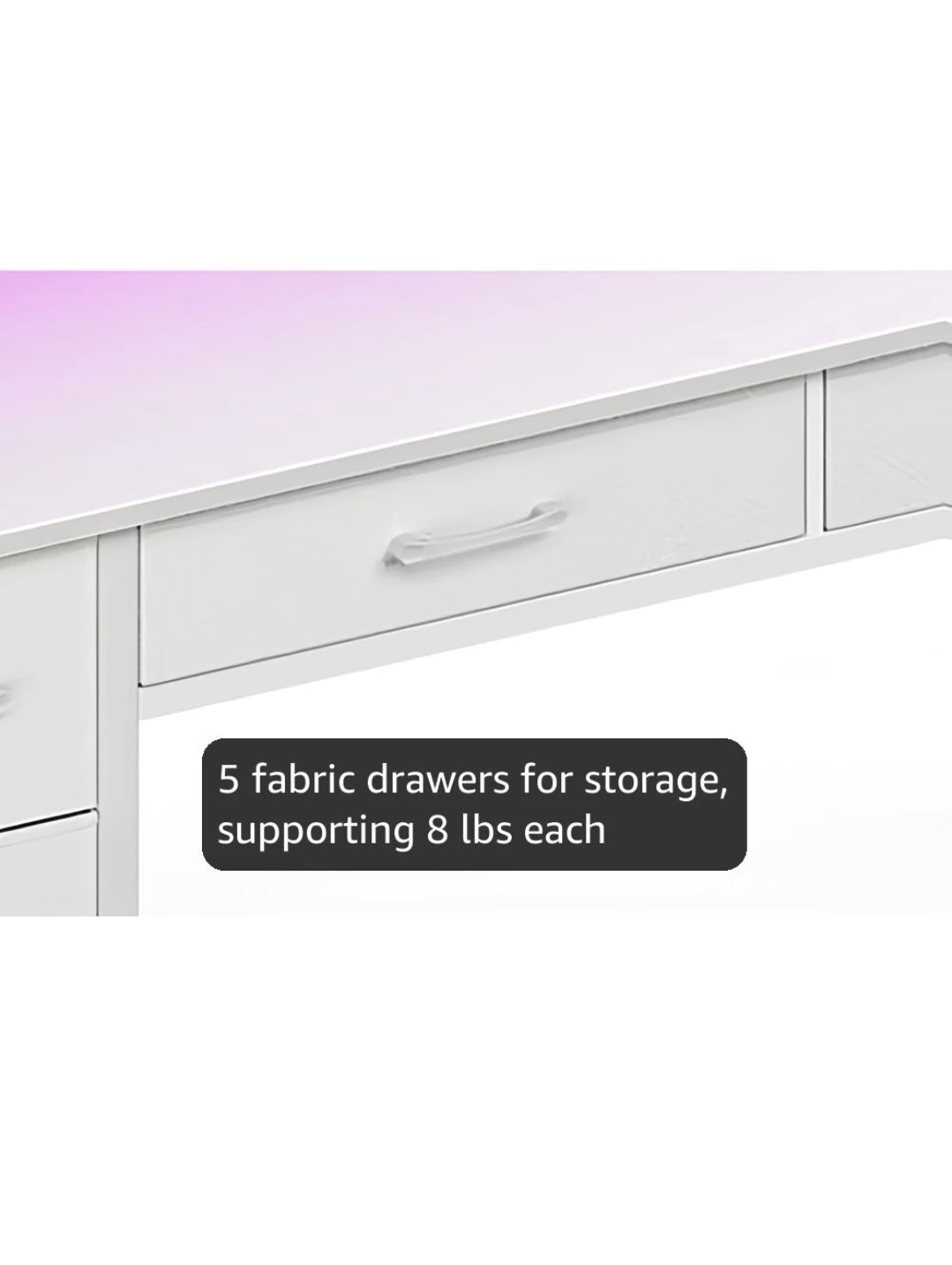 White Vanity Desk with Mirror and LED Lights - photo 5