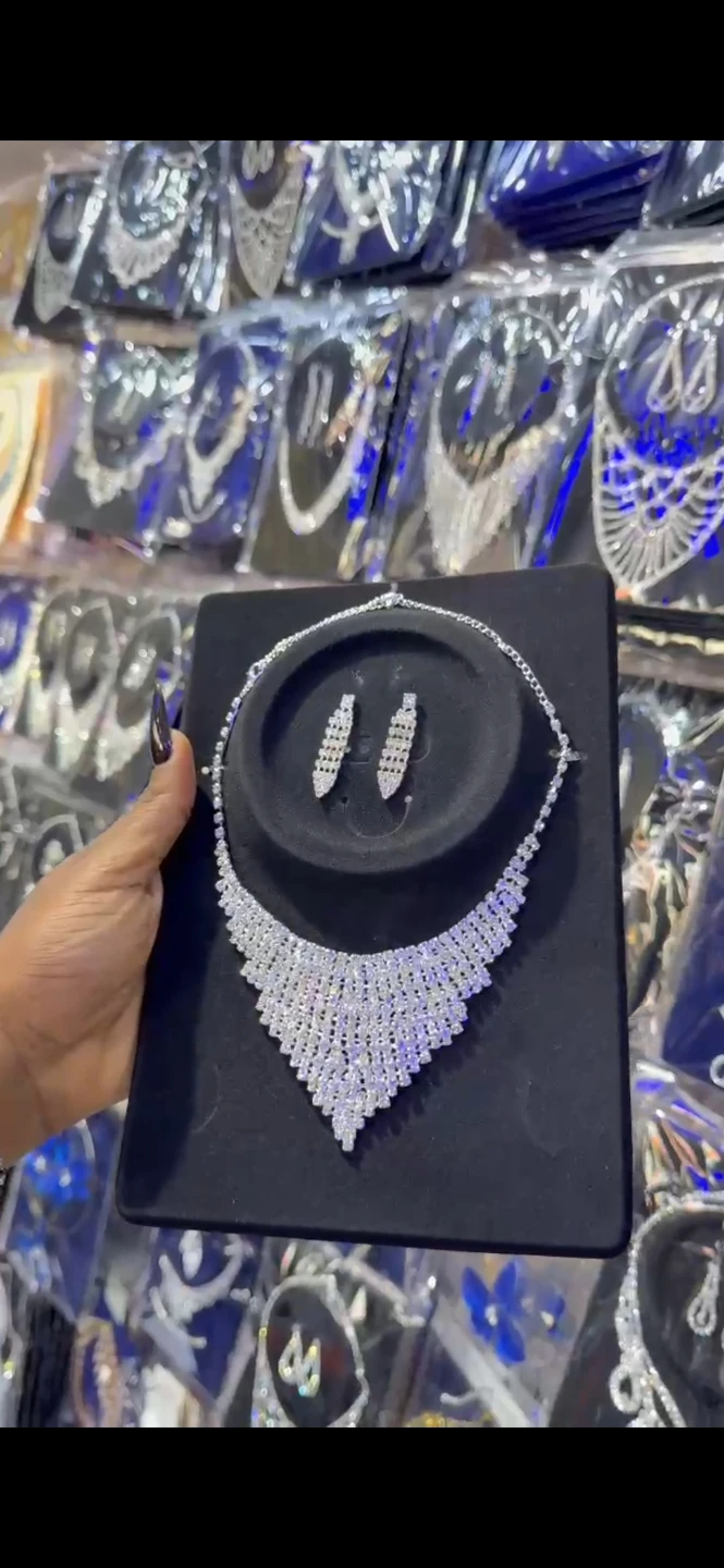 Rhinestone Necklace and Earring Set