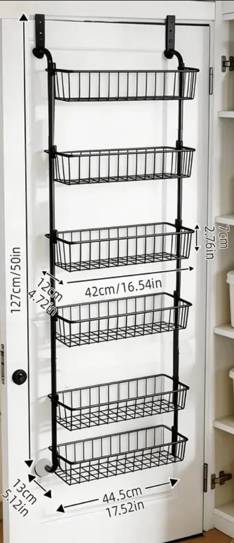 2 Over the Door 6-Tier Storage Basket Organizer