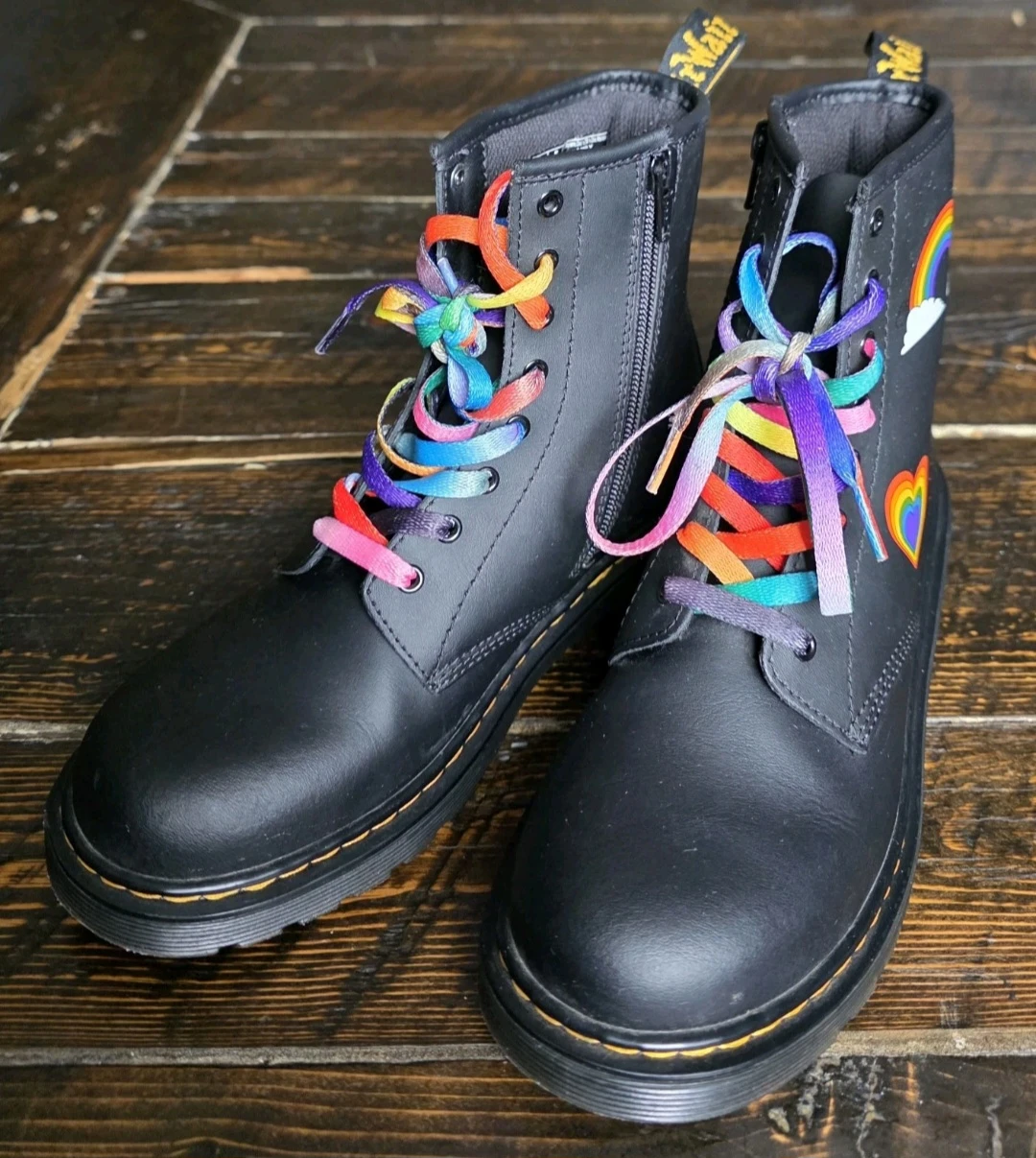 Pride Doc Martens Ladie Size 6 1460 Zip Side, Black Rainbow - photo 2