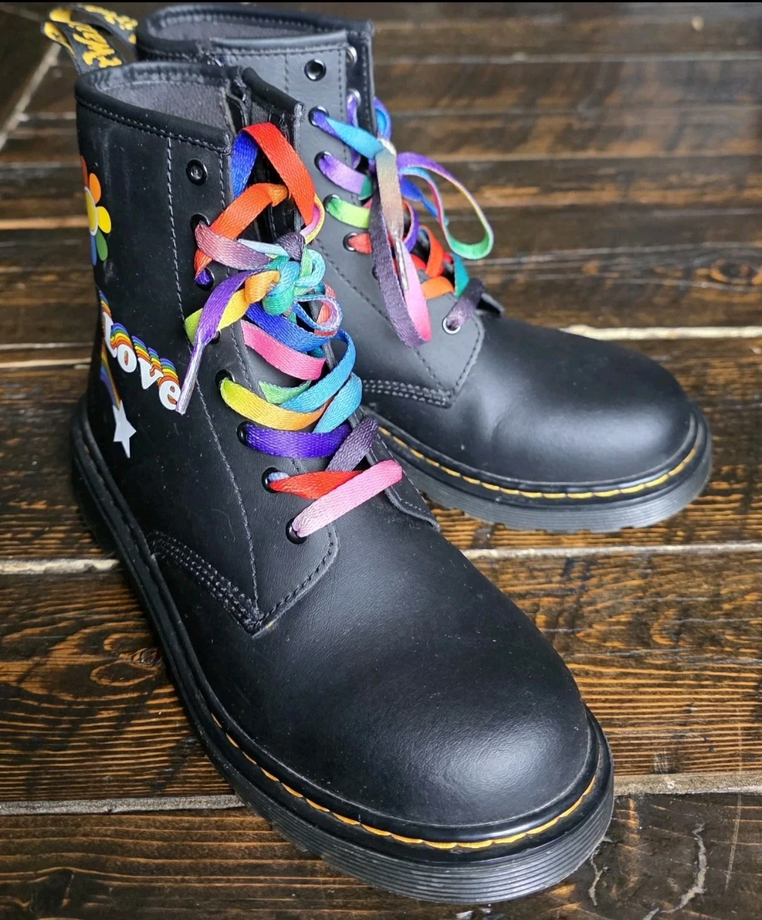 Pride Doc Martens Ladie Size 6 1460 Zip Side, Black Rainbow - photo 3