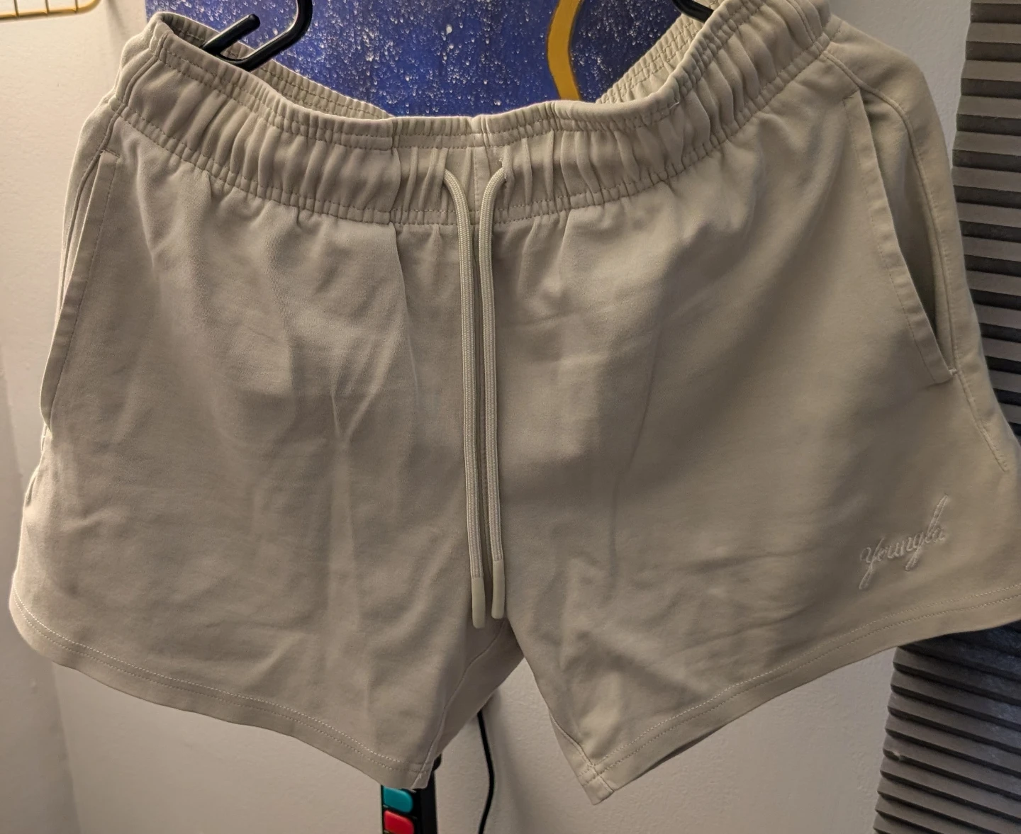 YOUNGLA Men's Medium Cream Cloud Comfort Drawstring Shorts