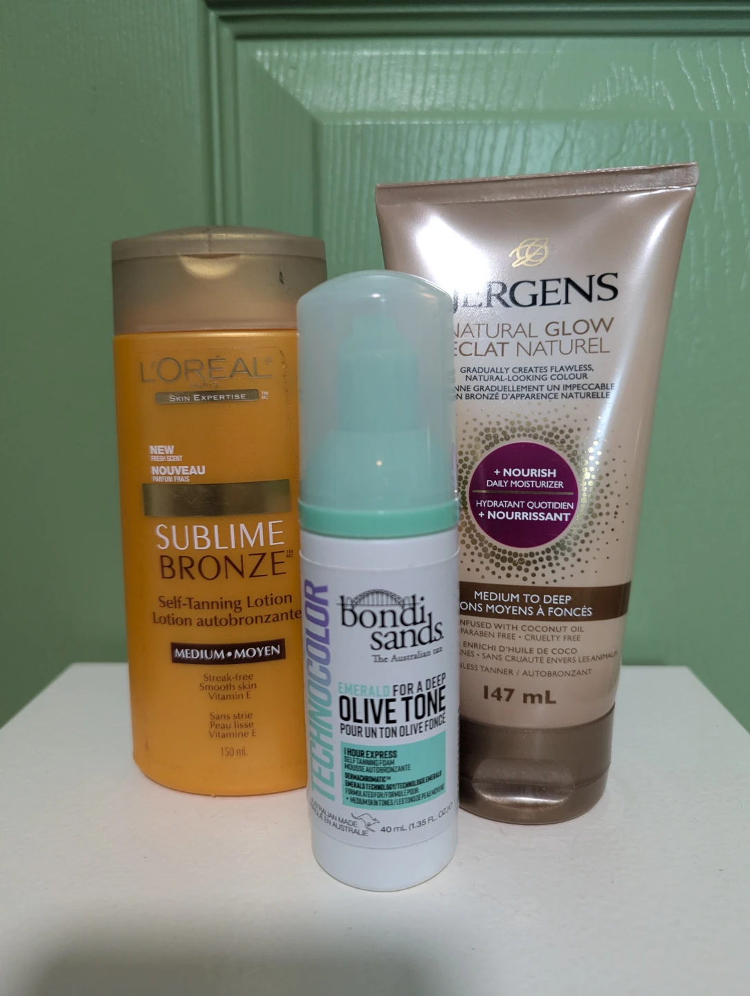 L'Oreal, Jergens, and Bondi Sands Self Tanning Products