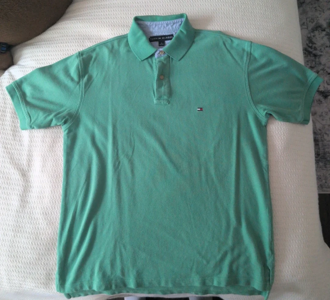 Tommy Hilfiger Men's Green Polo Shirt Size M
