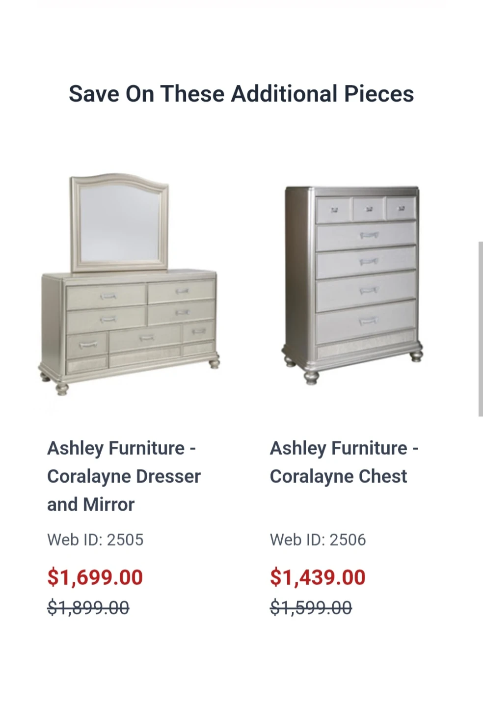 Ashley Furniture Coralayne Nightstand - Silver - photo 3