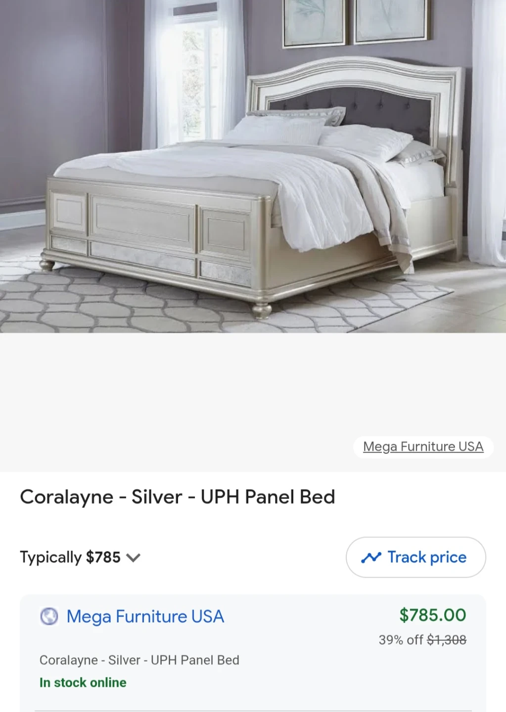 Ashley Furniture Coralayne Nightstand - Silver - photo 5