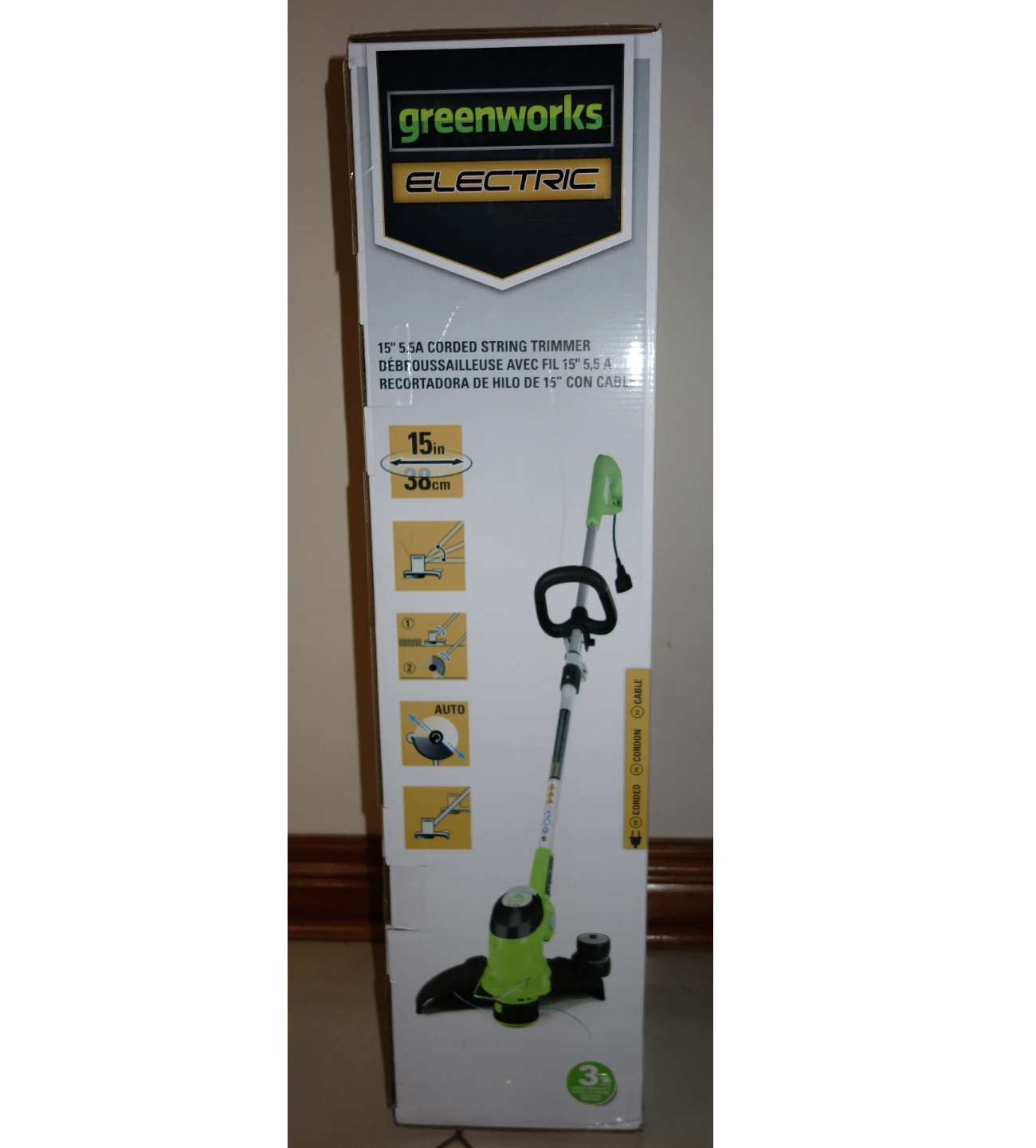 New Greenworks 15'' Electric Trimmer/Edger w/ Warranty - photo 2
