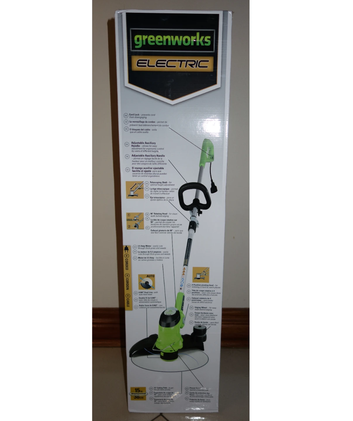 New Greenworks 15'' Electric Trimmer/Edger w/ Warranty