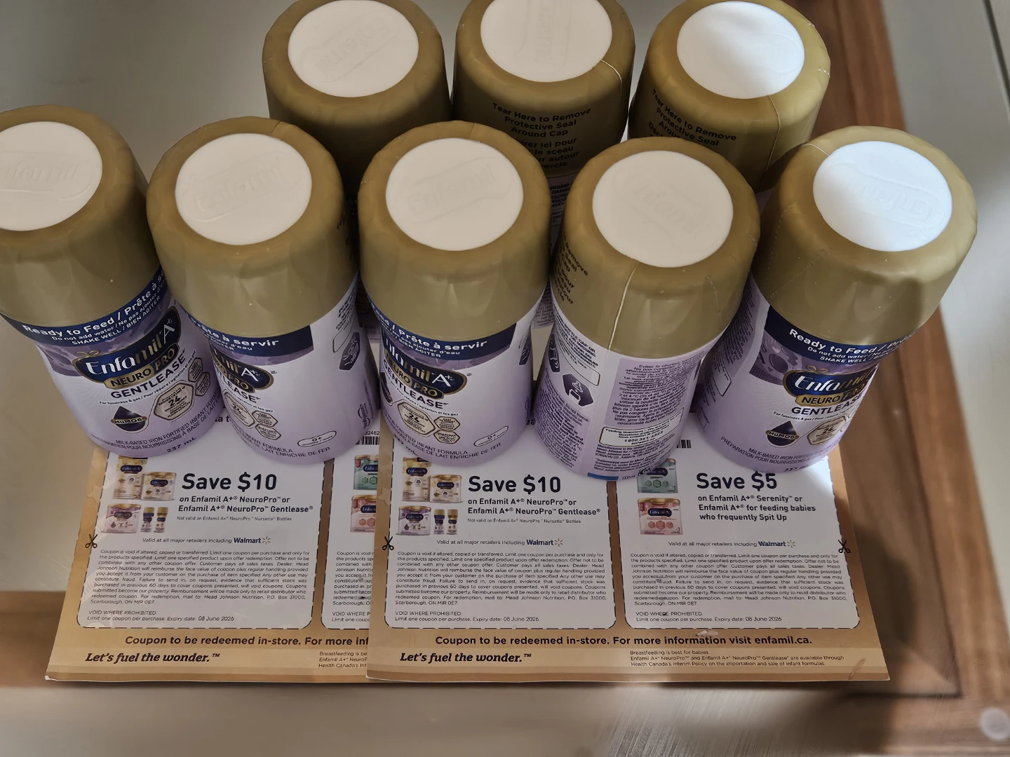 Coupons and 8 bottles Enfamil A+ Neuro Pro Gentlease RTF Formula