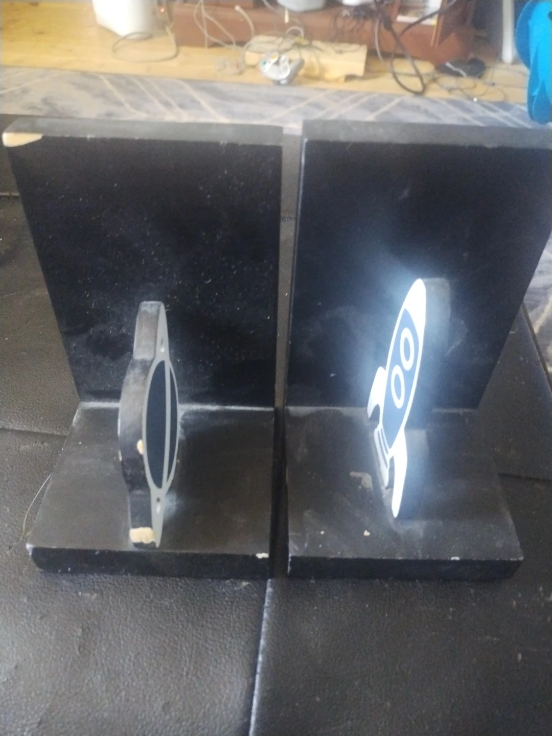 Space Themed Bookends - Rocket & Planet