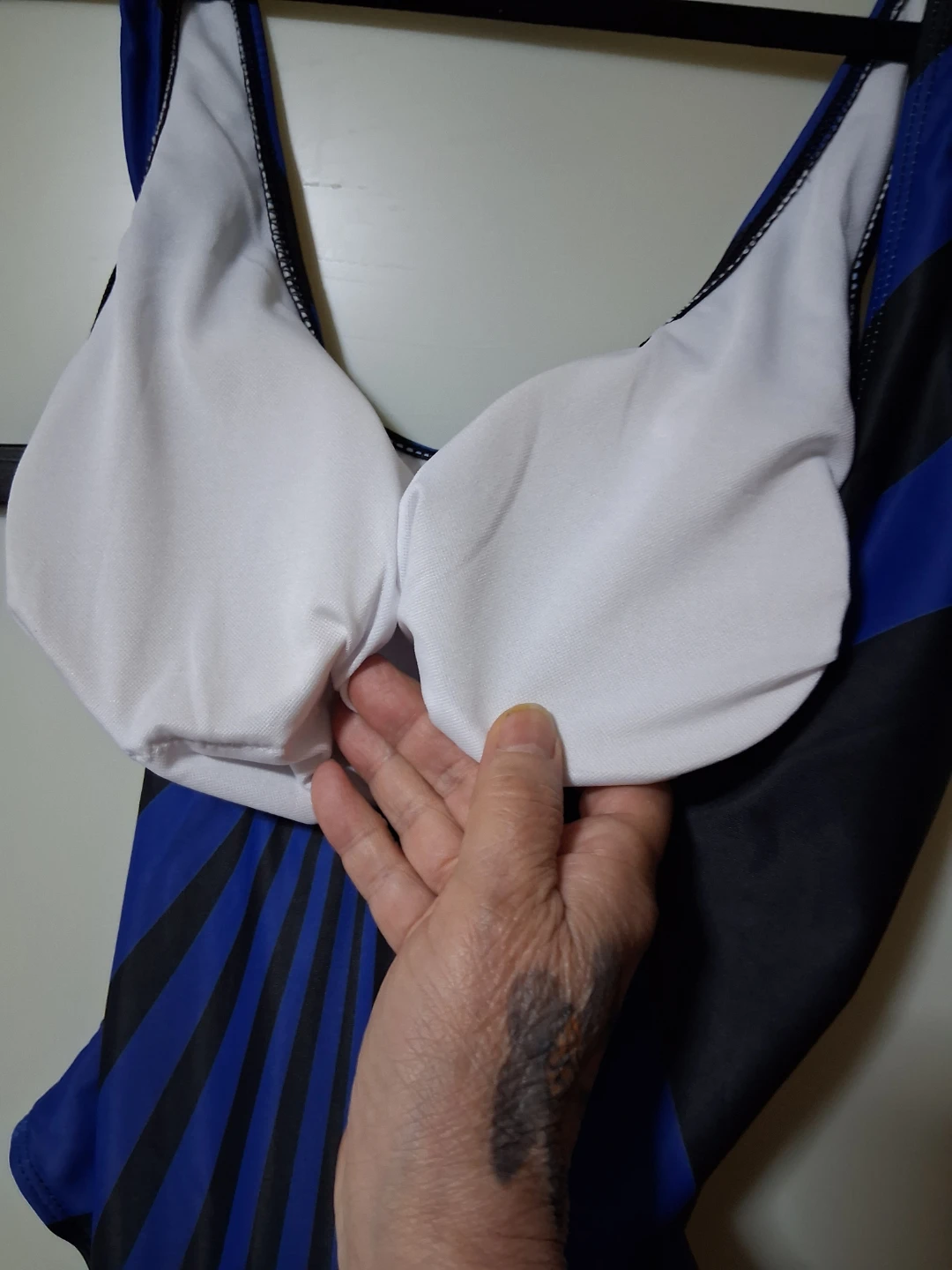 Blue and Black Striped One-Piece Swimsuit - photo 3