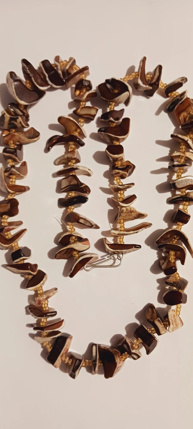 Unique Bohemian Brown Shell Beaded Necklace - photo 3