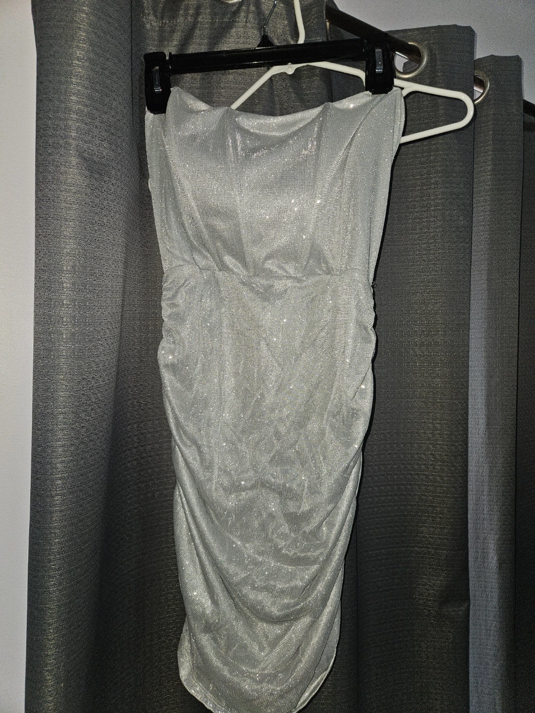 Forever 21 Silver Ruched Strapless Dress XL