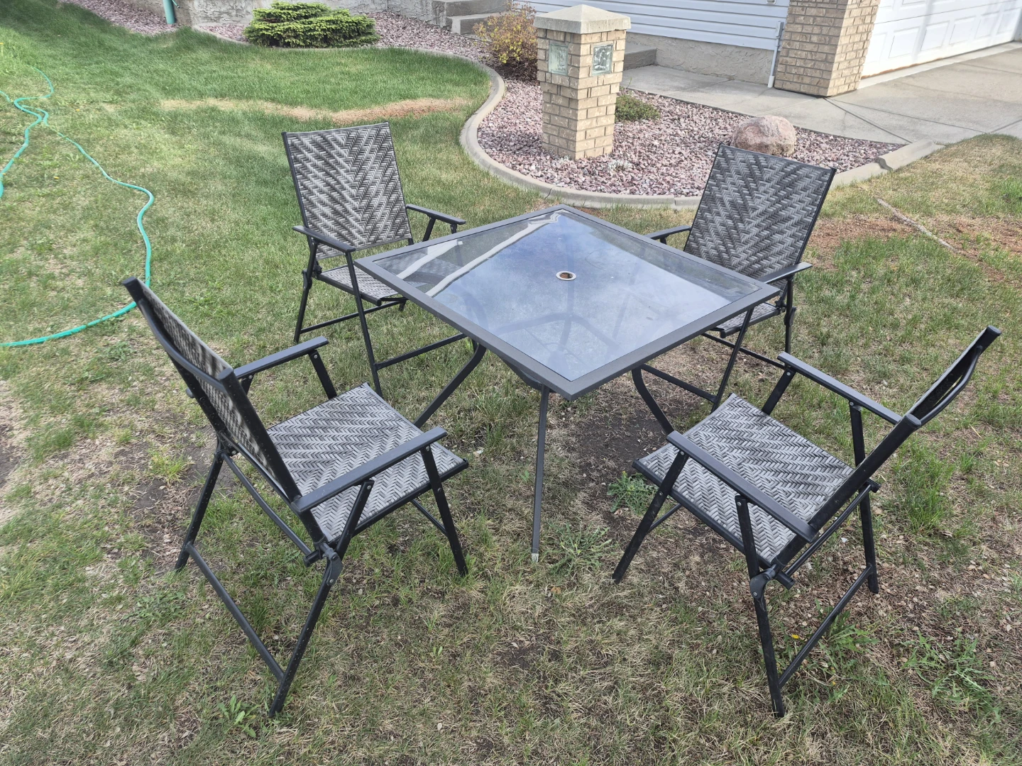 Square Glass Top Patio Table with 4 Chairs - photo 3