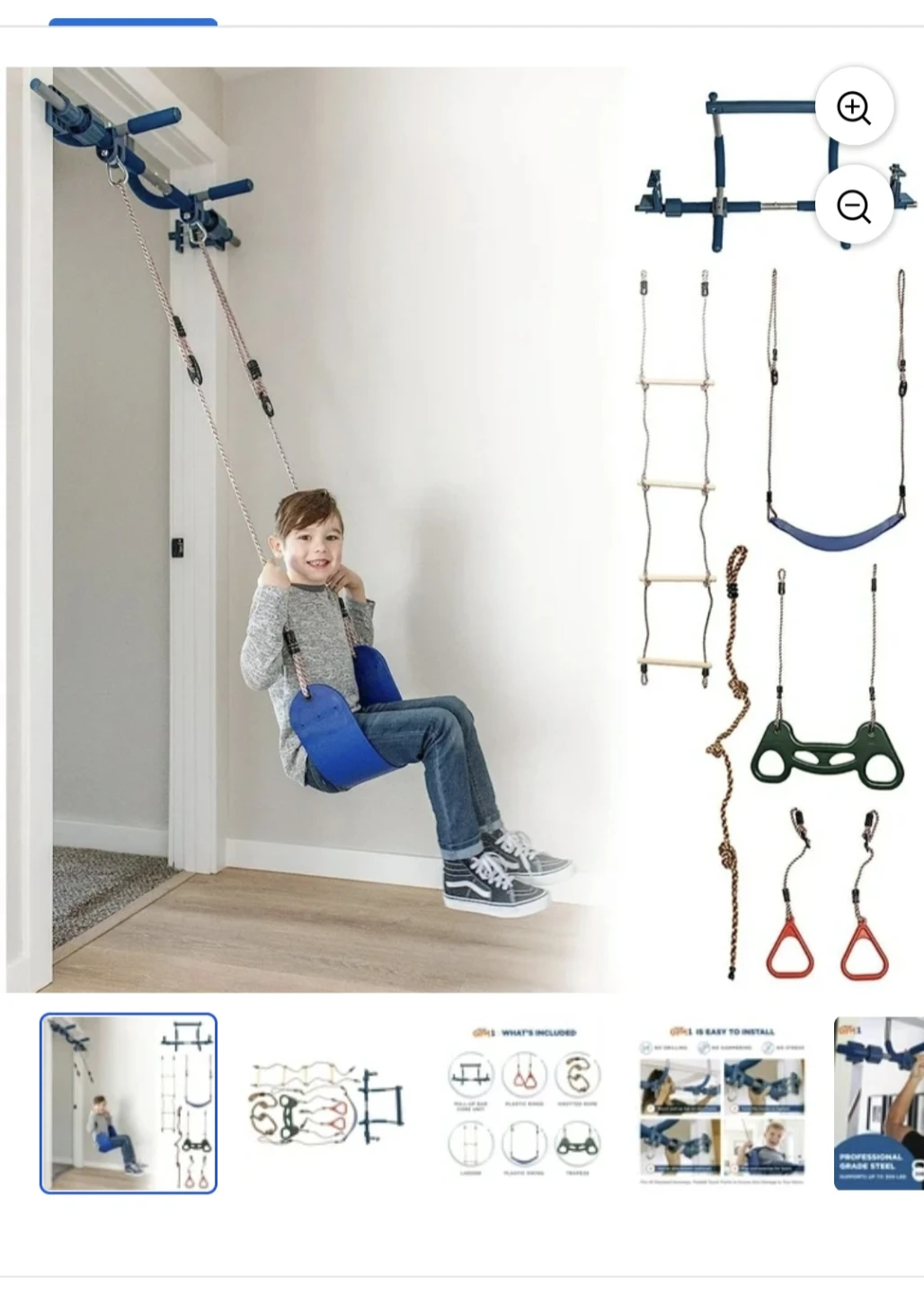 GYM1 Doorway Pull-Up Bar with Attachments
