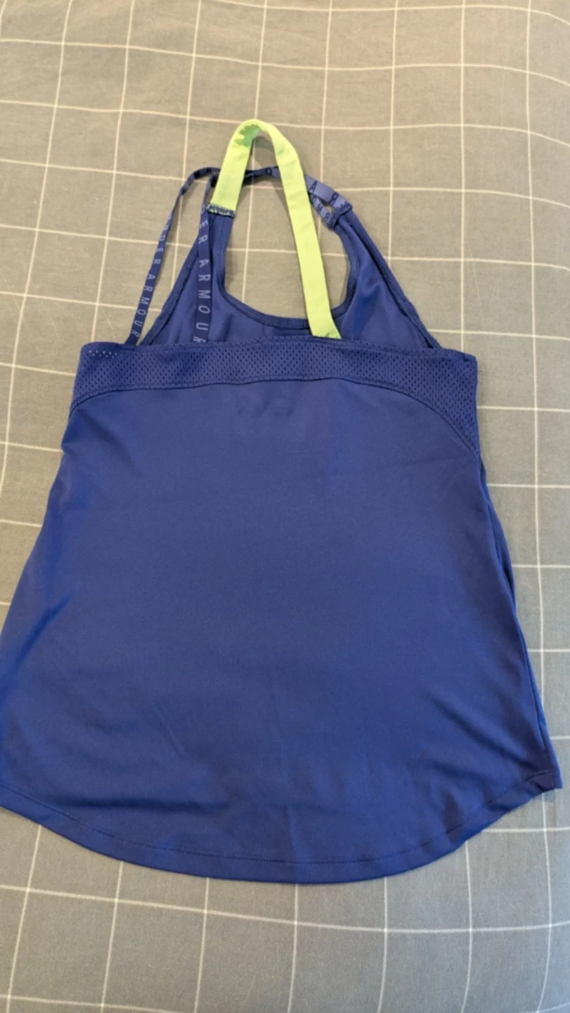 Under Armour Blue Tank Top with Neon Straps Size Medium - photo 2