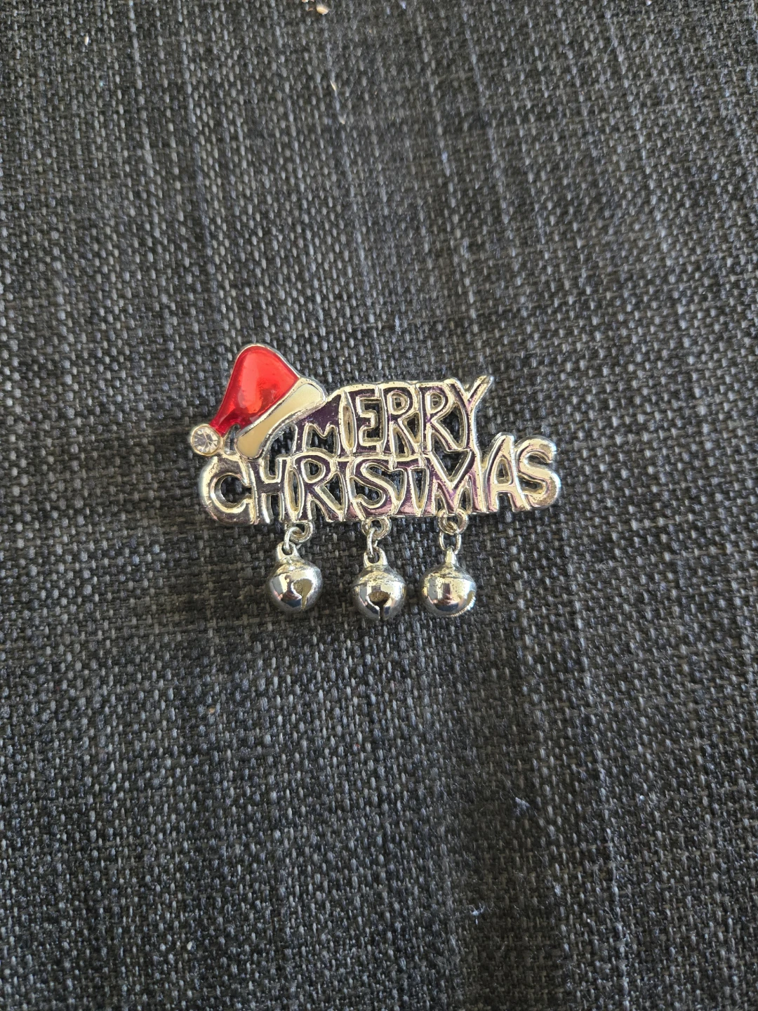 Merry Christmas Brooch with Bells