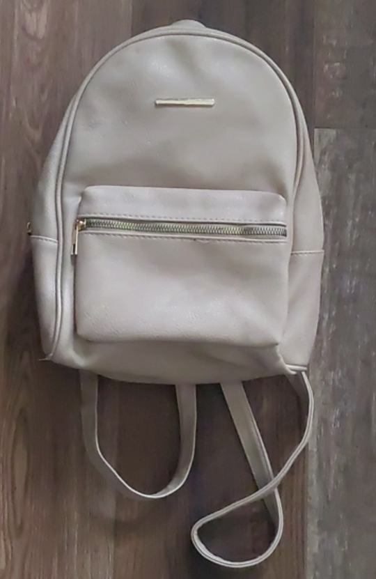 Cream Faux Leather Backpack