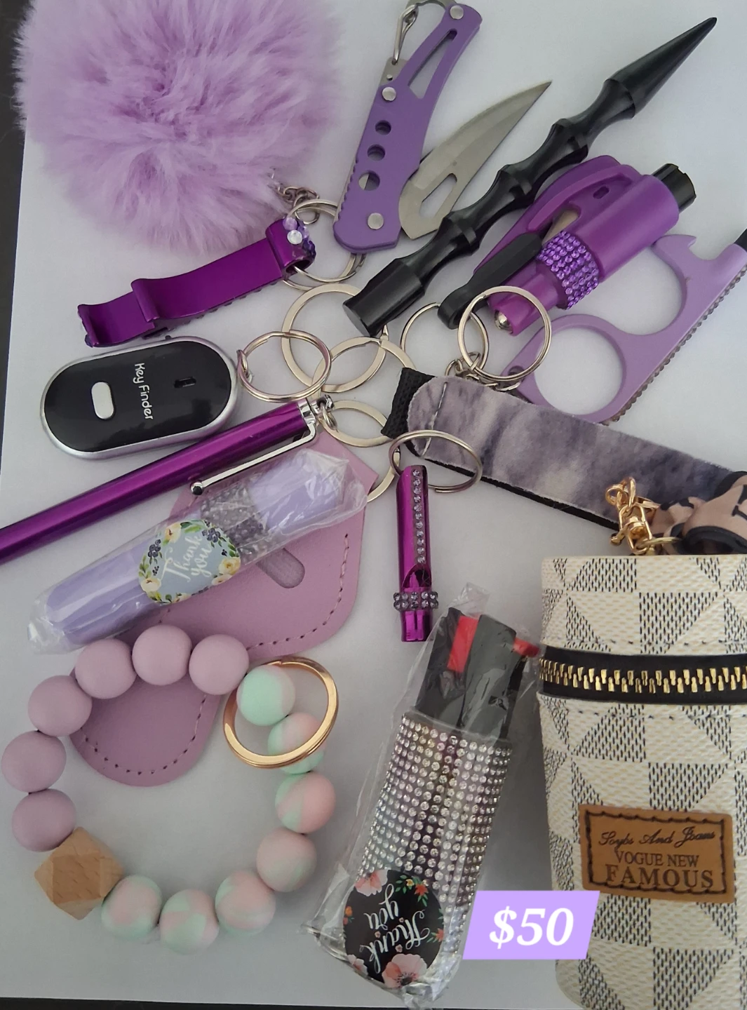 Purple & Pink Self-Defense Keychain & Accessory Set - photo 2