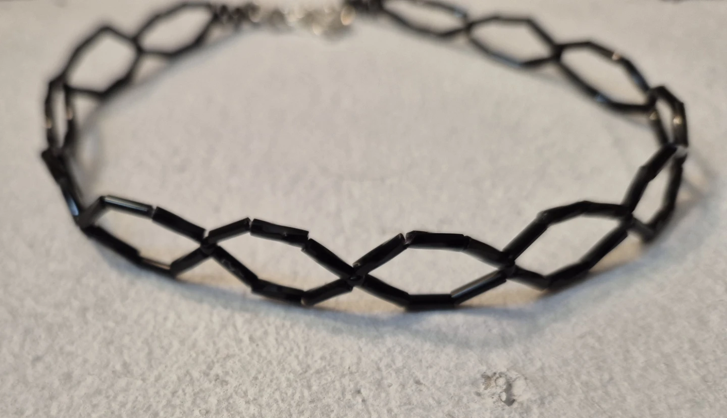 new Black Beaded Choker Necklace