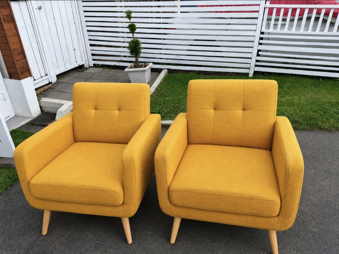 Set of 2 Mustard Yellow Accent Chairs