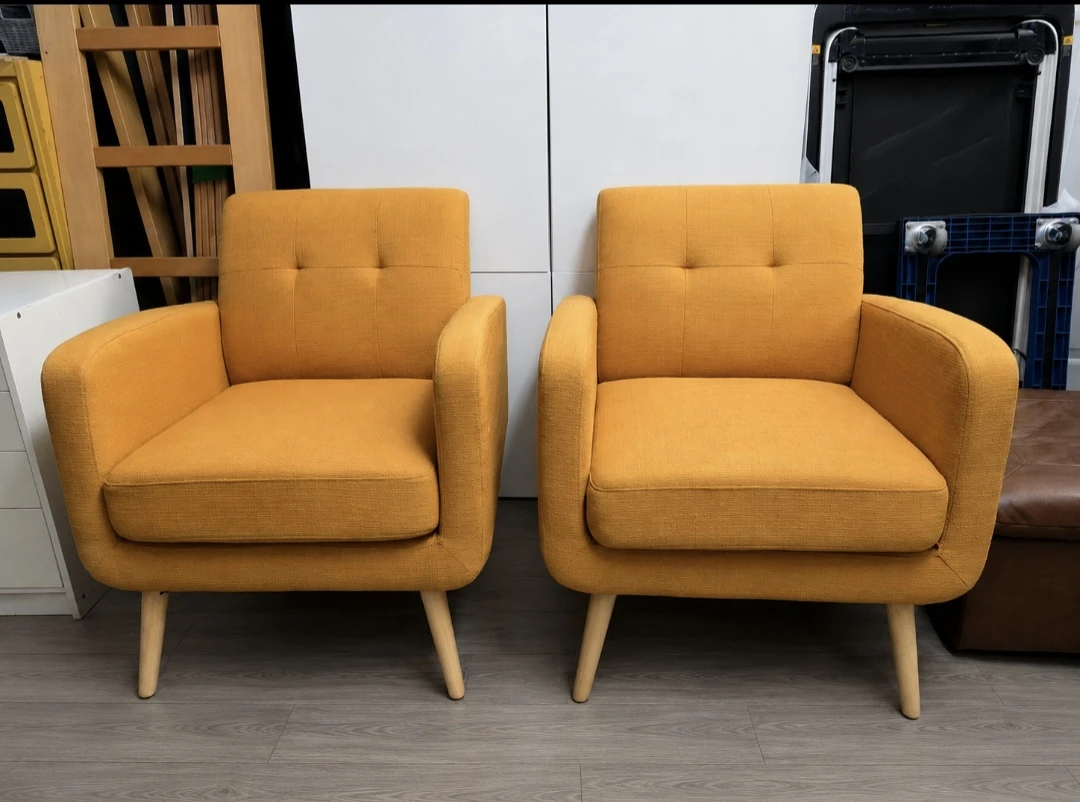 Set of 2 Mustard Yellow Accent Chairs - photo 3