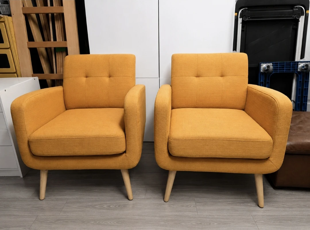 Set of 2 Mustard Yellow Accent Chairs - photo 4